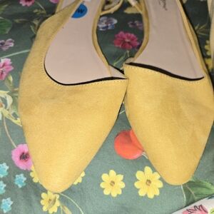 NWOT Self Esteem Mustard Yellow Suede Flats